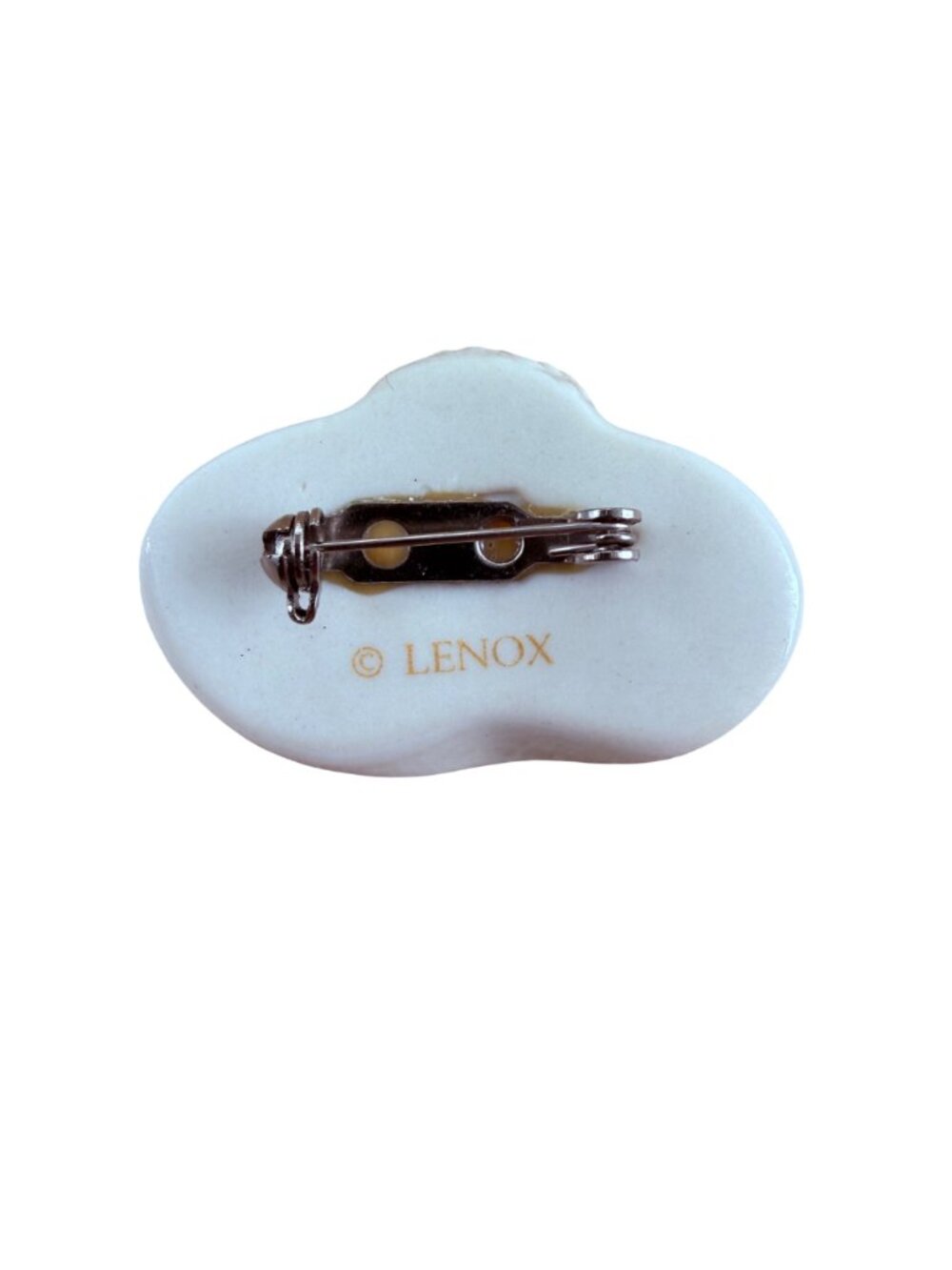 Vintage Lenox Porcelain Hat Brooch Ivory Sun Bonnet Rhinestone Bow Pin Cottage - Picture 3 of 9